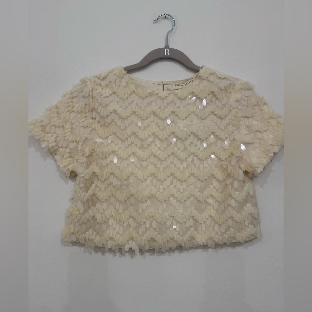 Thirty thirty Cream Lace Blouse with Geometric Pattern